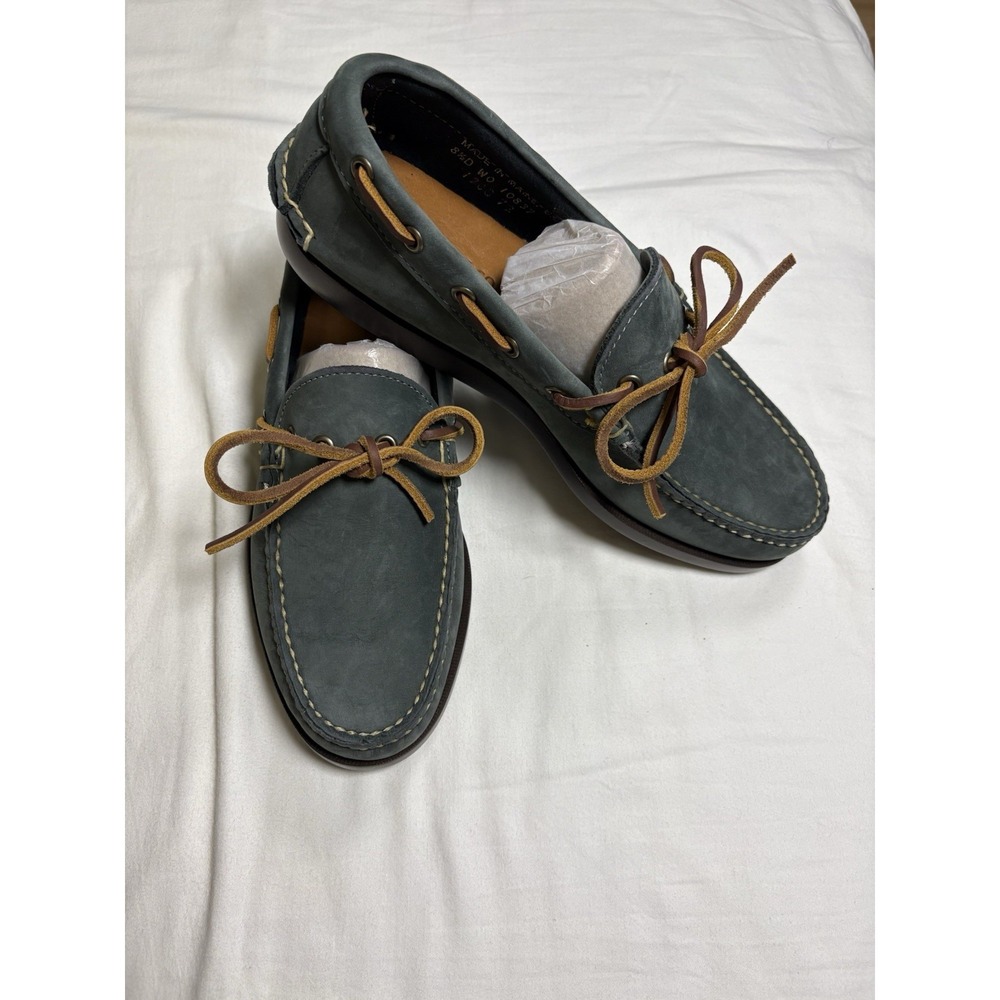 Rancourt & Co Men 8.5D Gilman Camp Moccasins New Slate Teal Leather Boat Shoes